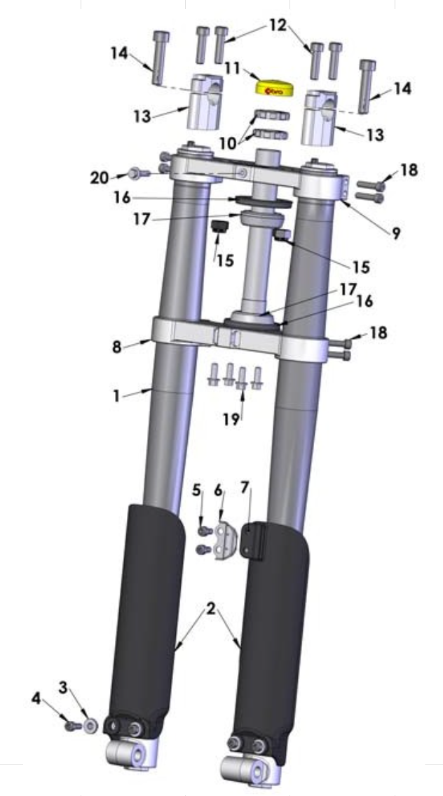 2012 Cobra 50 Big Wheel Parts – Forks & Triple Clamps