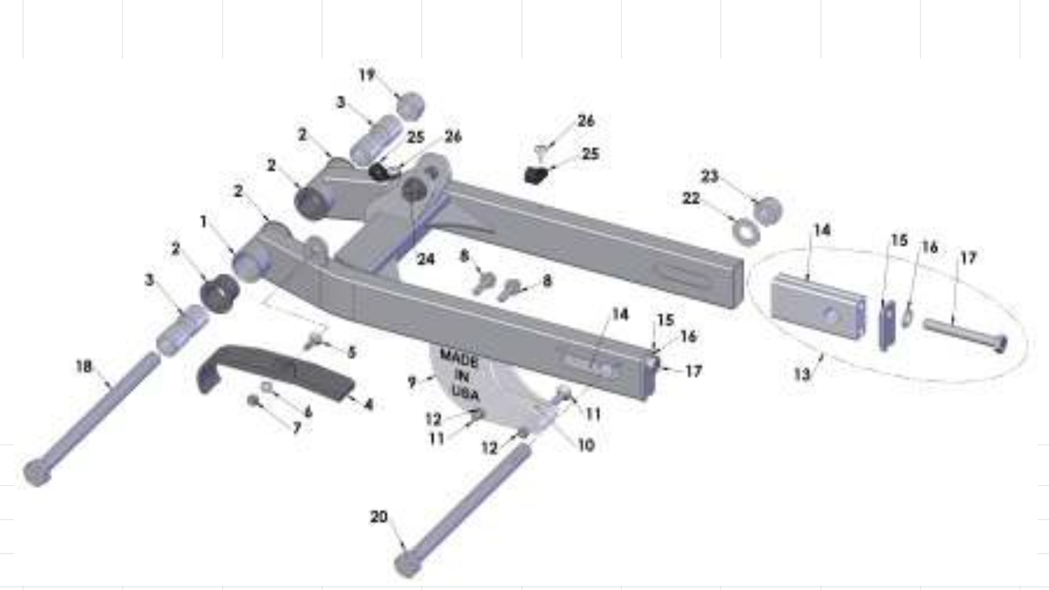 2013 Cobra 50JR Parts – Swingarm Assembly