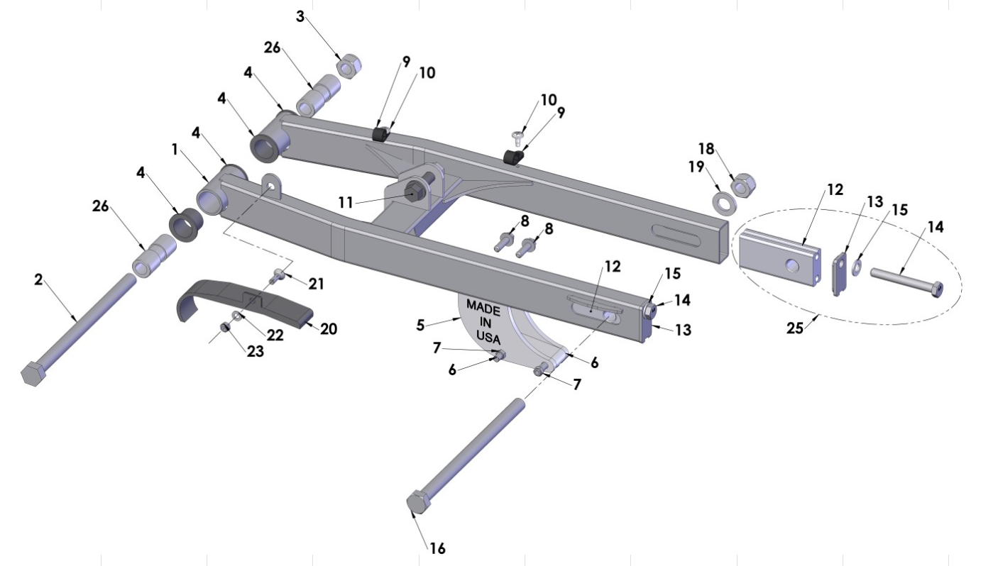 Cobra 50SR (King) 2013 Parts – Swingarm Assembly