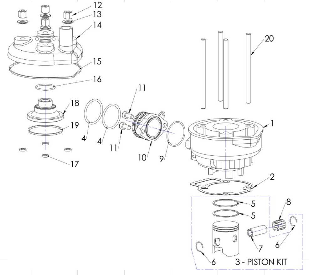 2014 Cobra 50SR (King) Parts – Engine – Top End