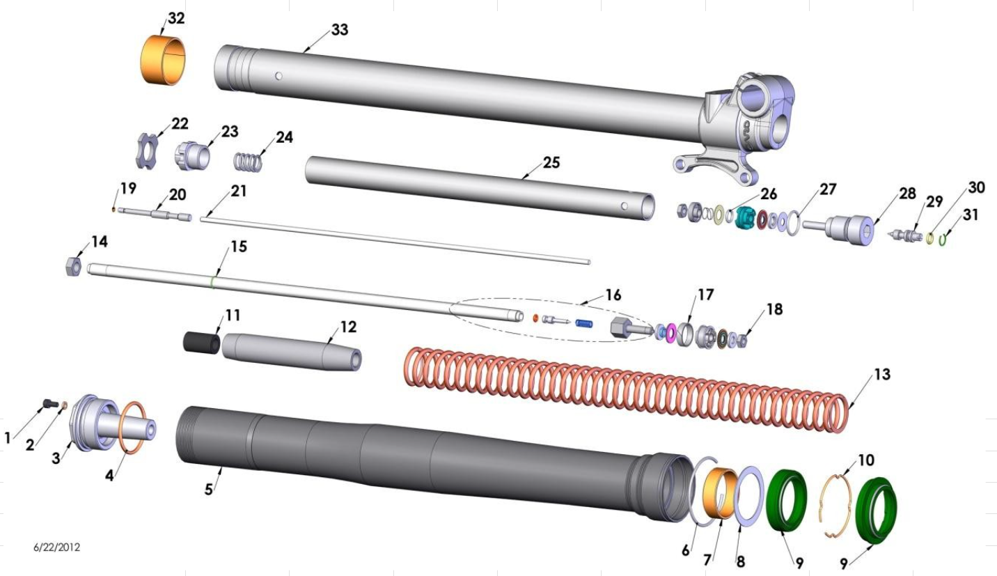 2014 Cobra CX65 Parts – Fork – Leg Assembly – Brake Side