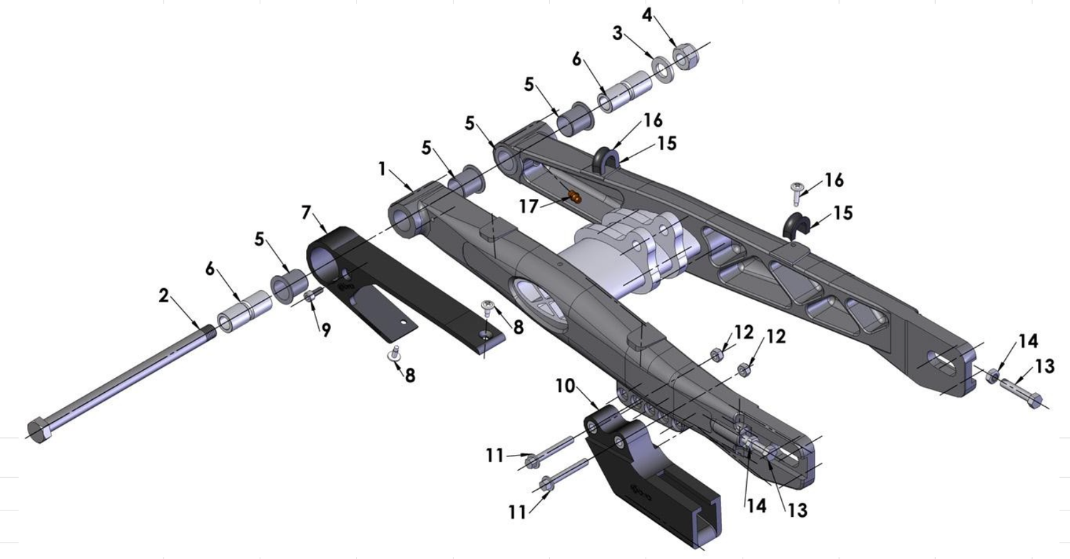 2014 Cobra CX65 Parts – Swingarm Assembly