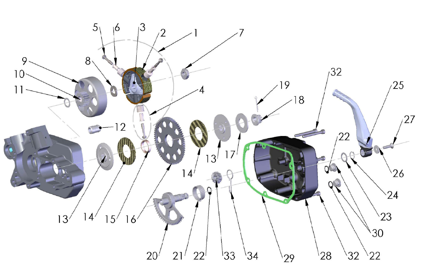 2015 Cobra 50SR (King) Parts – Engine Clutch and Kick Lever