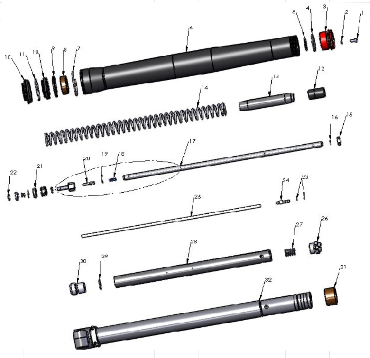 2015 Cobra 50SR (King) Parts - Forks – Leg Assembly – Non-brake Side