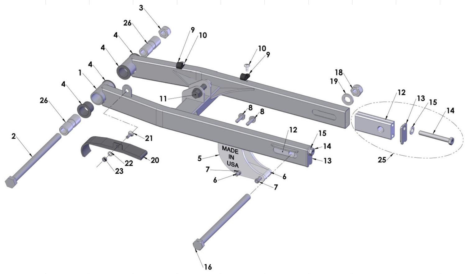 2015 Cobra 50SR (King) Parts – Swingarm Assembly